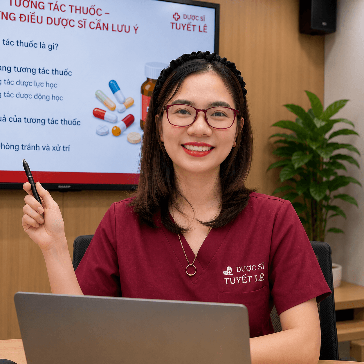 Dược sĩ Tuyết Lê chia sẻ kiến thức trong buổi giảng dạy
